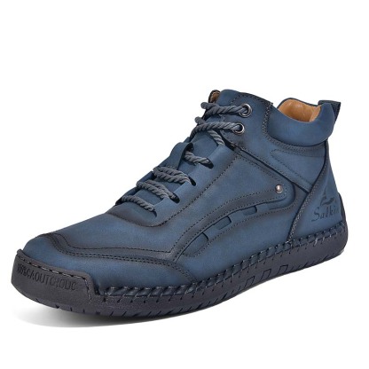 Men's Outdoor Vintage Work Boots - Handcrafted Stitching, Waterproof & Slip-Resistant