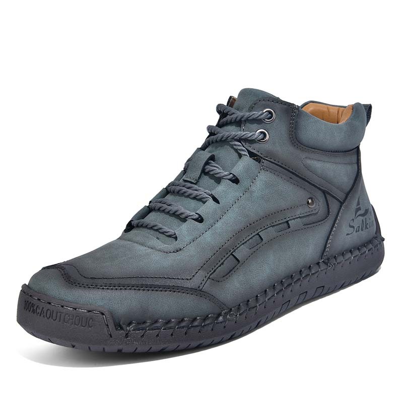 Men's Outdoor Vintage Work Boots - Handcrafted Stitching, Waterproof & Slip-Resistant