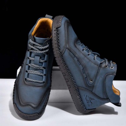 Men's Outdoor Vintage Work Boots - Handcrafted Stitching, Waterproof & Slip-Resistant