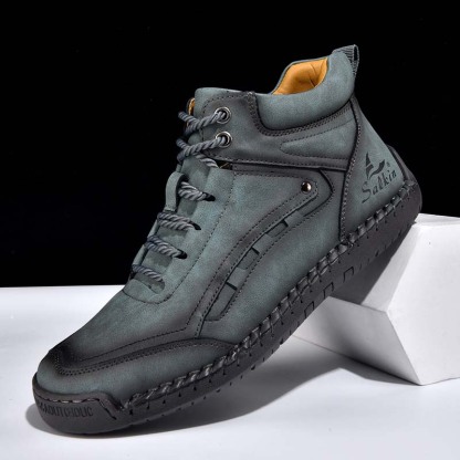 Men's Outdoor Vintage Work Boots - Handcrafted Stitching, Waterproof & Slip-Resistant