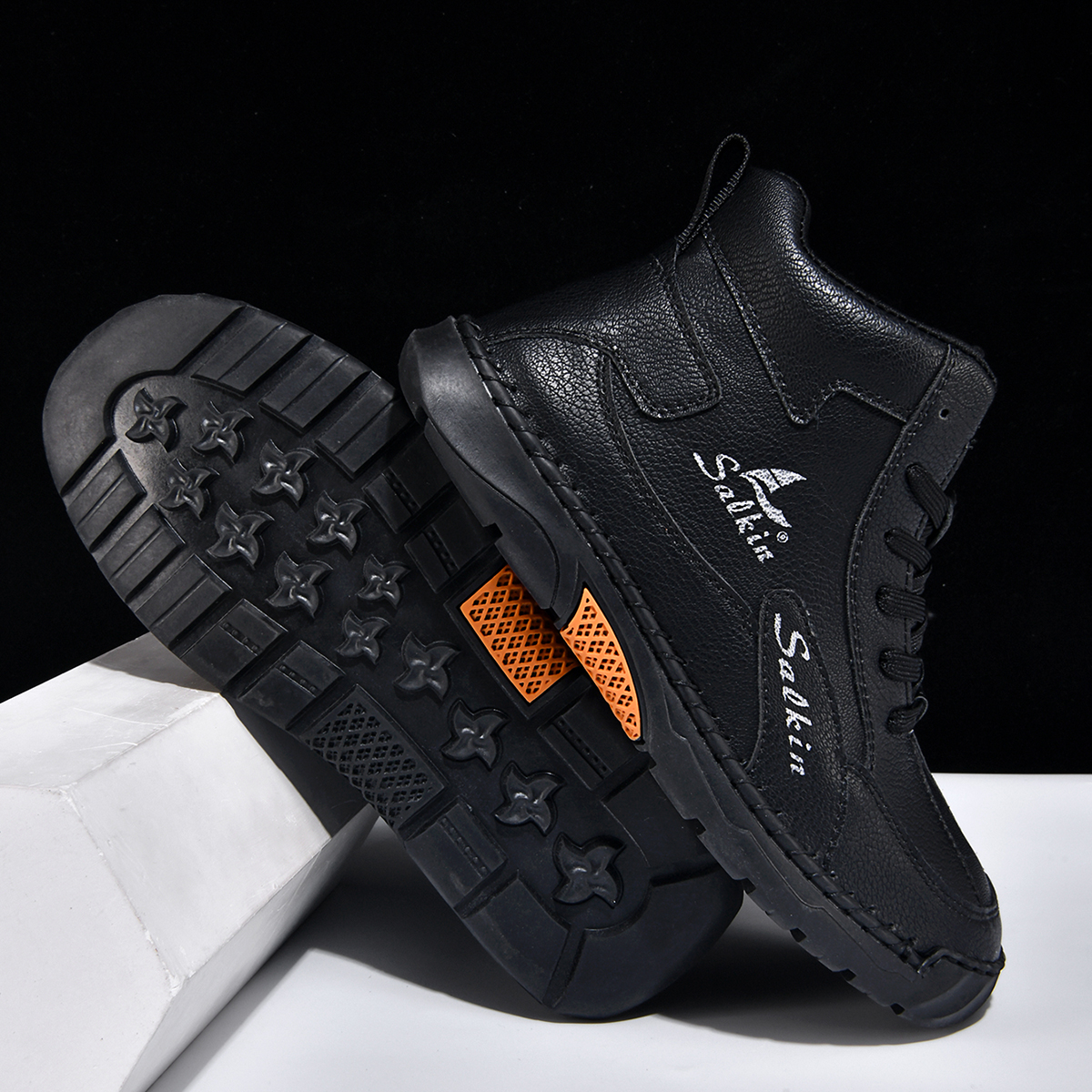 Men's Orthopedic Walking Shoes - Built-In Arch Support; Waterproof Leather Upper; Wide Toe; Non-Slip; Anti-Wear; Comfortable