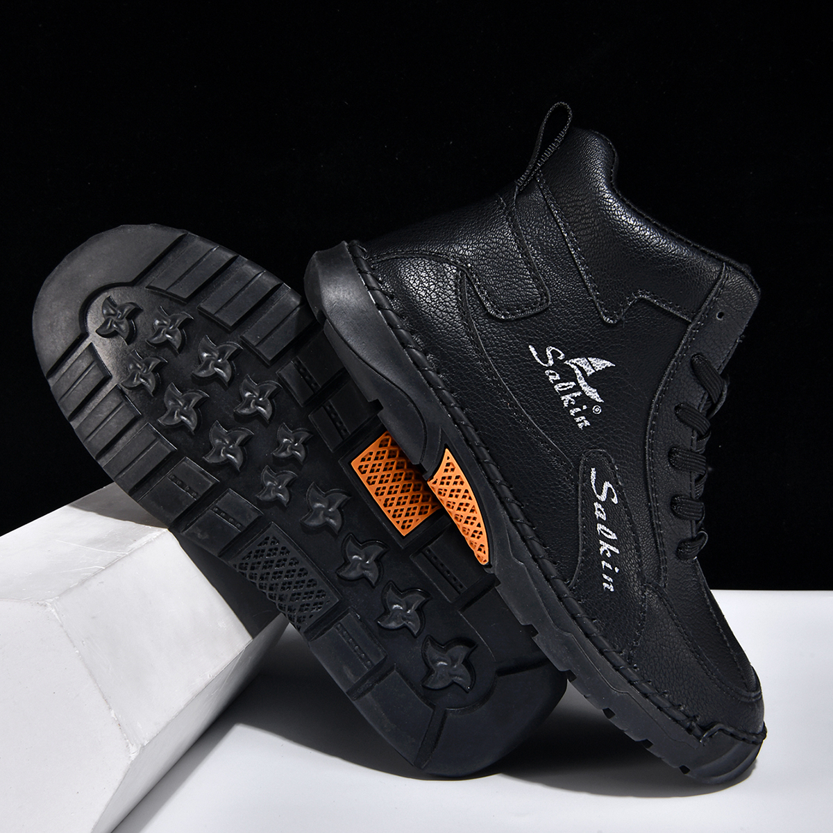 Men's Orthopedic Walking Shoes - Built-In Arch Support; Waterproof Leather Upper; Wide Toe; Non-Slip; Anti-Wear; Comfortable