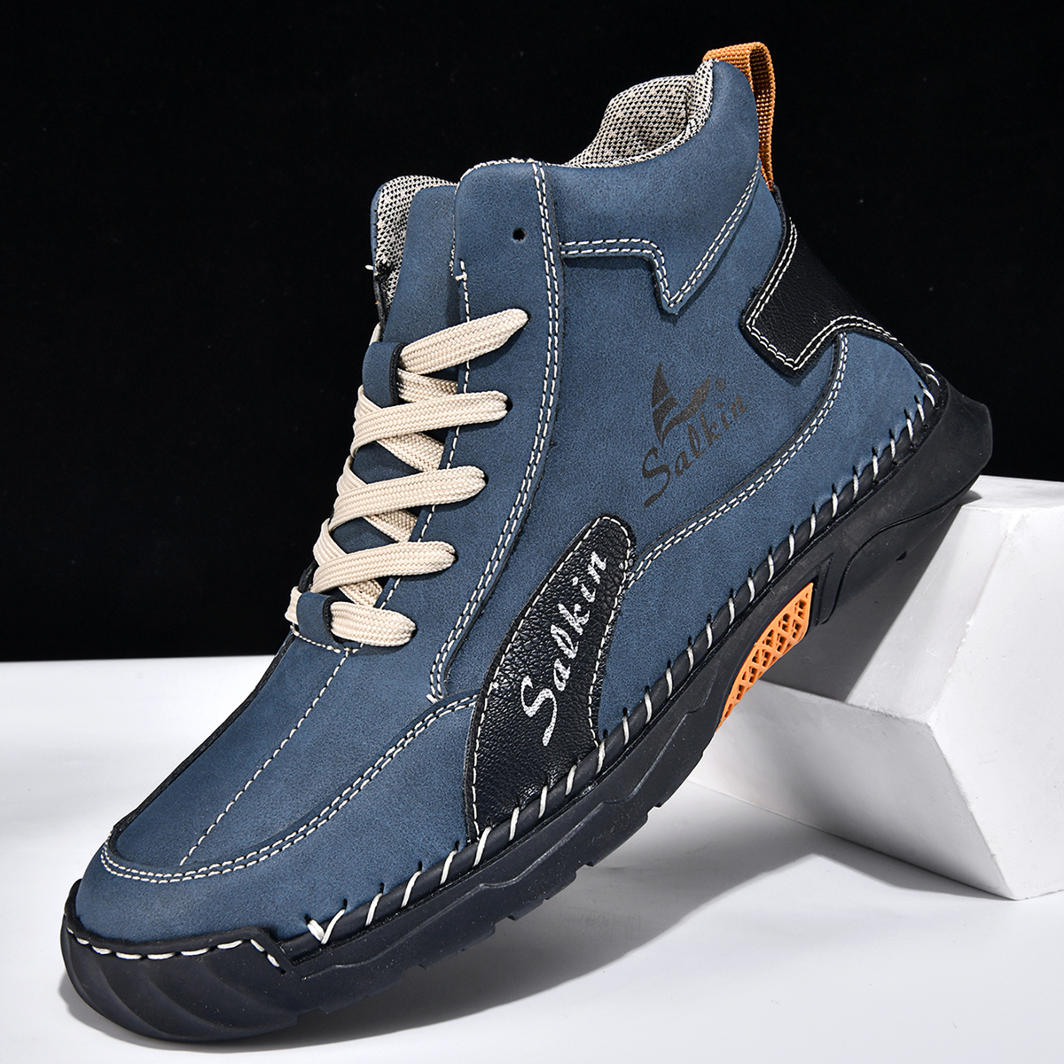 Men's Orthopedic Walking Shoes - Built-In Arch Support; Waterproof Leather Upper; Wide Toe; Non-Slip; Anti-Wear; Comfortable