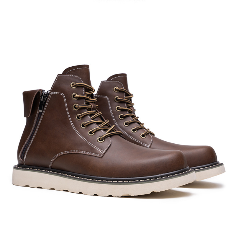 Men's Work Boots, 6 Inch Soft Toe Boot, Wedge Sole, Arch Support Anti-Fatigue Shoes, Water Resistant Leather EH Safety Boots