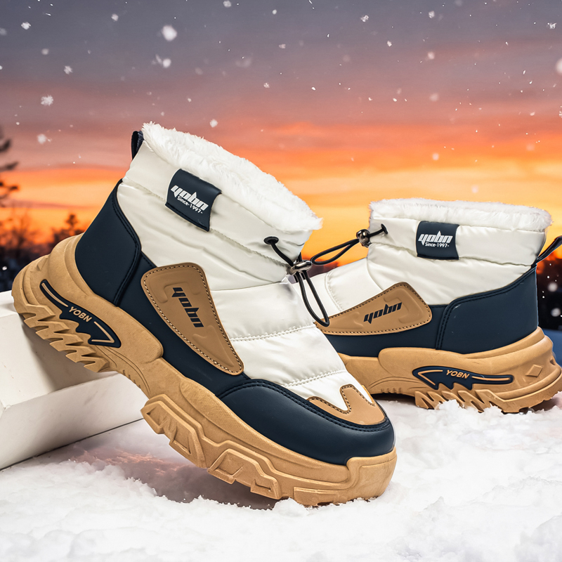 Men’s Puffer Winter Boots, Non-Slip, Warm Fur-Lined, Waterproof & Windproof, with Ankle Support and Heat-Locking Collar