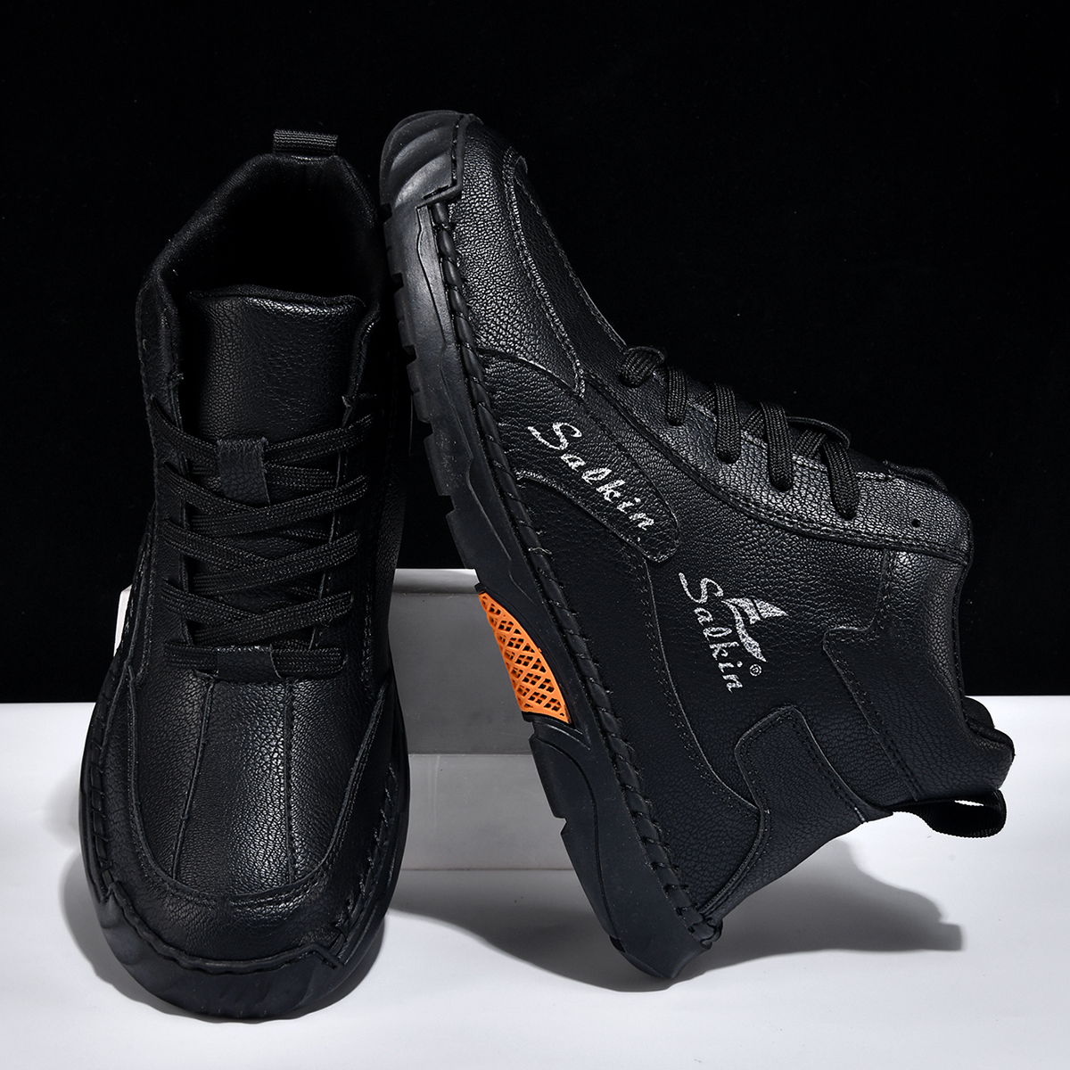 Men's Orthopedic Walking Shoes - Built-In Arch Support; Waterproof Leather Upper; Wide Toe; Non-Slip; Anti-Wear; Comfortable