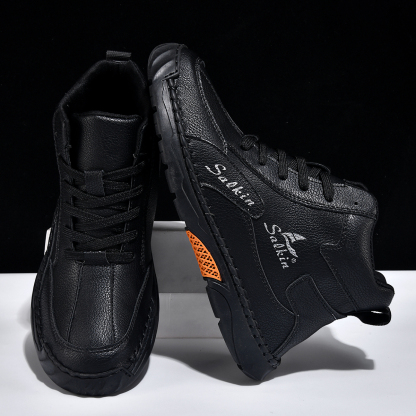 Men's Orthopedic Walking Shoes - Built-In Arch Support; Waterproof Leather Upper; Wide Toe; Non-Slip; Anti-Wear; Comfortable