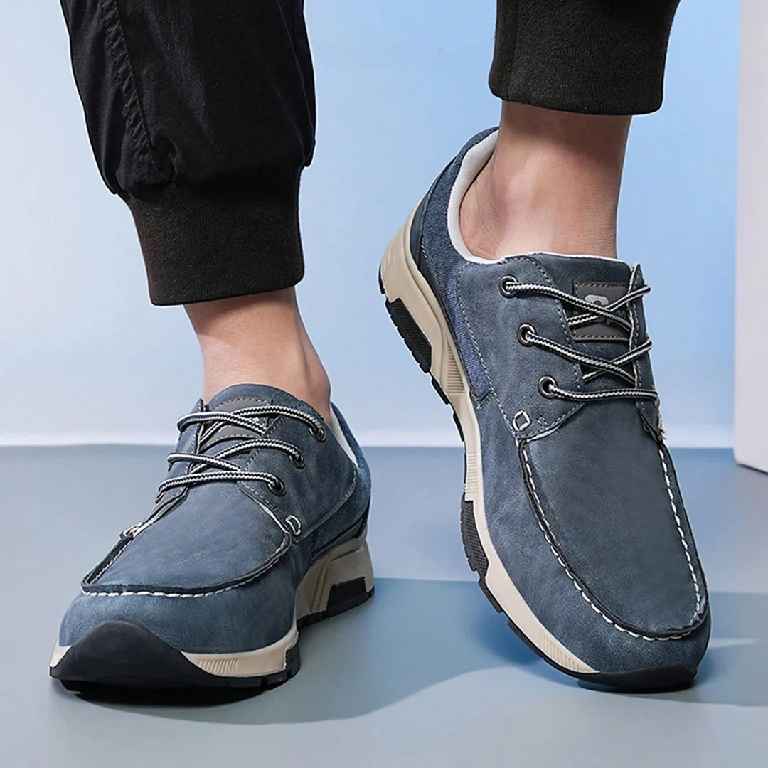 Men's Orthopedic Walking Shoes - Premium Vegan Leather, Arch Support, Dual-Density Layers Lined, Lightweight, Maximum Comfort