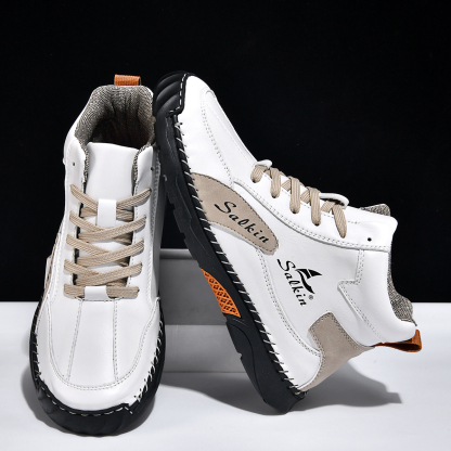 Men's Orthopedic Walking Shoes - Built-In Arch Support; Waterproof Leather Upper; Wide Toe; Non-Slip; Anti-Wear; Comfortable