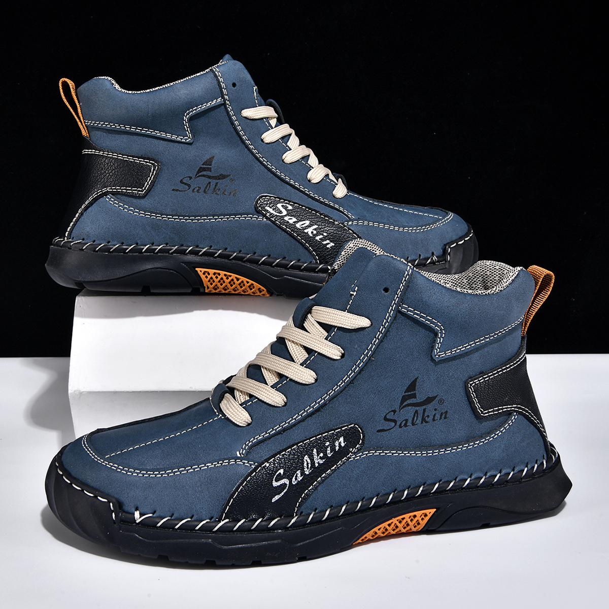 Men's Orthopedic Walking Shoes - Built-In Arch Support; Waterproof Leather Upper; Wide Toe; Non-Slip; Anti-Wear; Comfortable