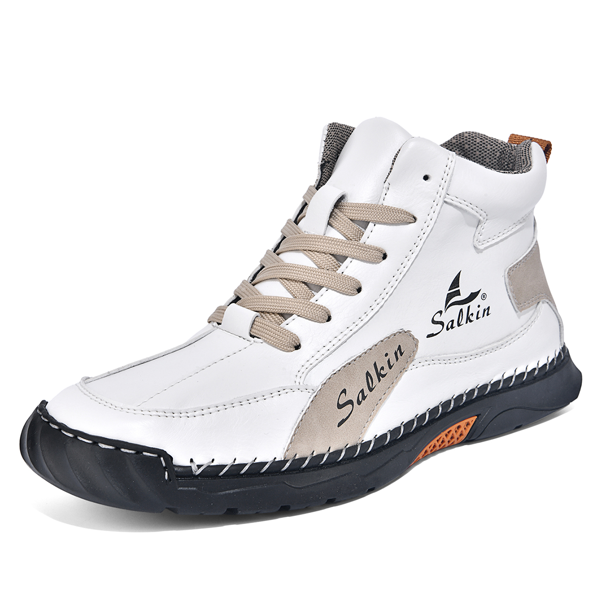 Men's Orthopedic Walking Shoes - Built-In Arch Support; Waterproof Leather Upper; Wide Toe; Non-Slip; Anti-Wear; Comfortable