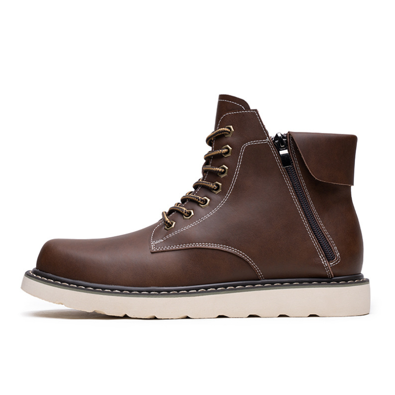 Men's Work Boots, 6 Inch Soft Toe Boot, Wedge Sole, Arch Support Anti-Fatigue Shoes, Water Resistant Leather EH Safety Boots