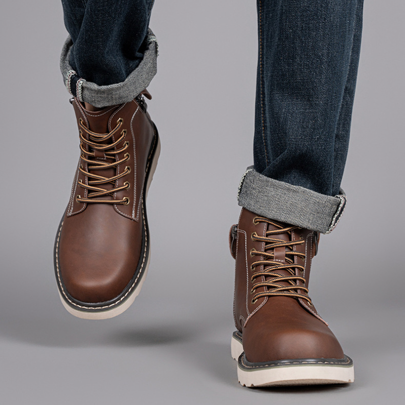 Men's Work Boots, 6 Inch Soft Toe Boot, Wedge Sole, Arch Support Anti-Fatigue Shoes, Water Resistant Leather EH Safety Boots