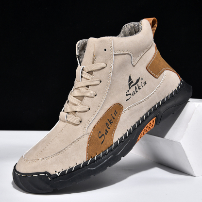 Men's Orthopedic Walking Shoes - Built-In Arch Support; Waterproof Leather Upper; Wide Toe; Non-Slip; Anti-Wear; Comfortable