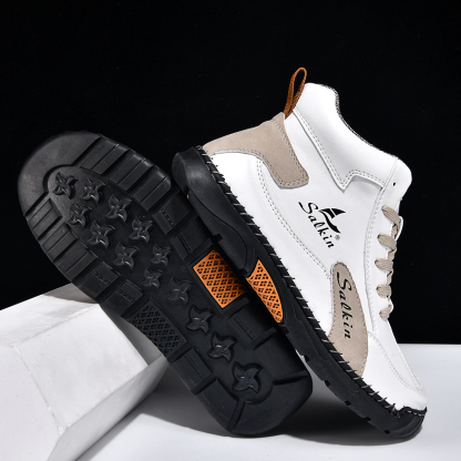 Men's Orthopedic Walking Shoes - Built-In Arch Support; Waterproof Leather Upper; Wide Toe; Non-Slip; Anti-Wear; Comfortable