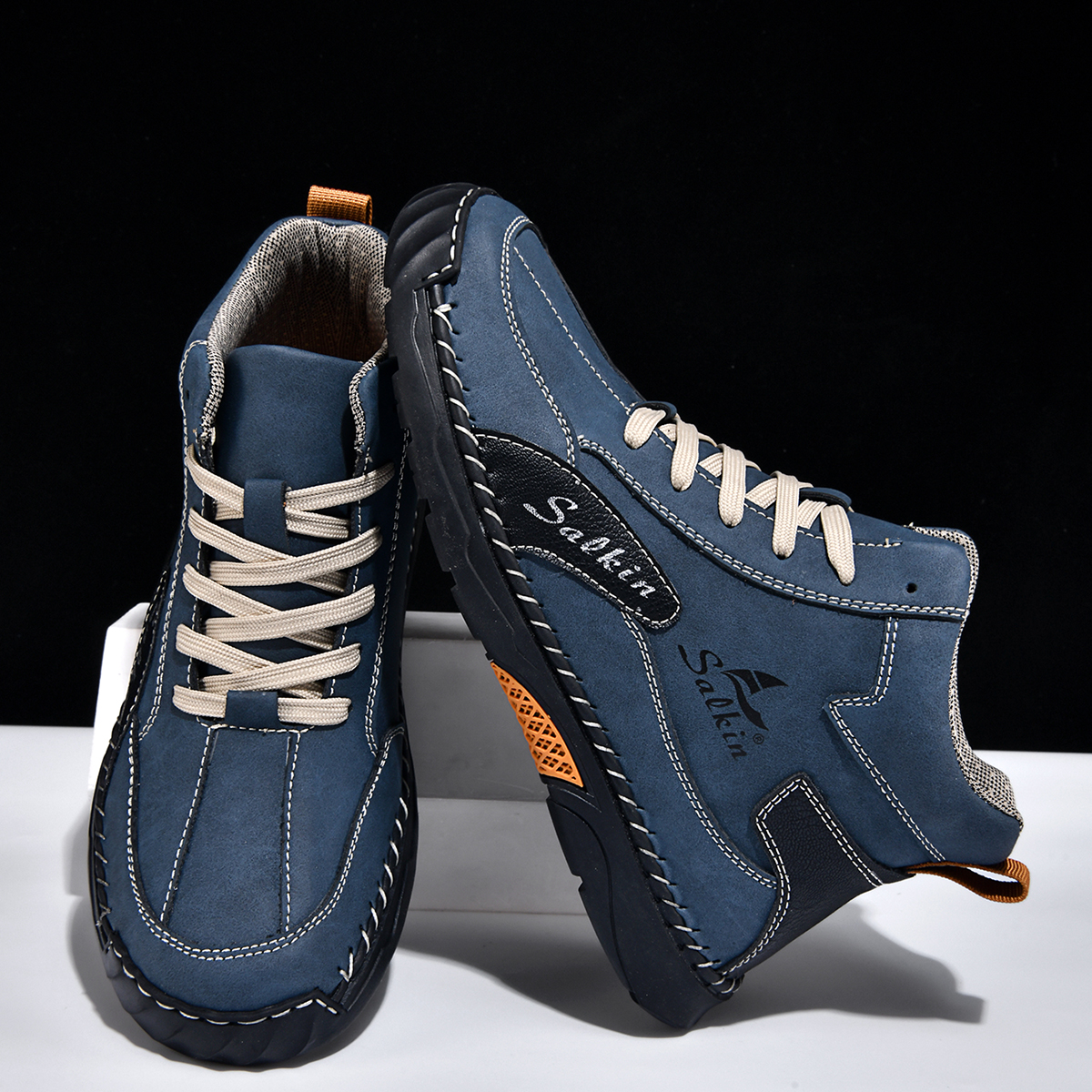 Men's Orthopedic Walking Shoes - Built-In Arch Support; Waterproof Leather Upper; Wide Toe; Non-Slip; Anti-Wear; Comfortable