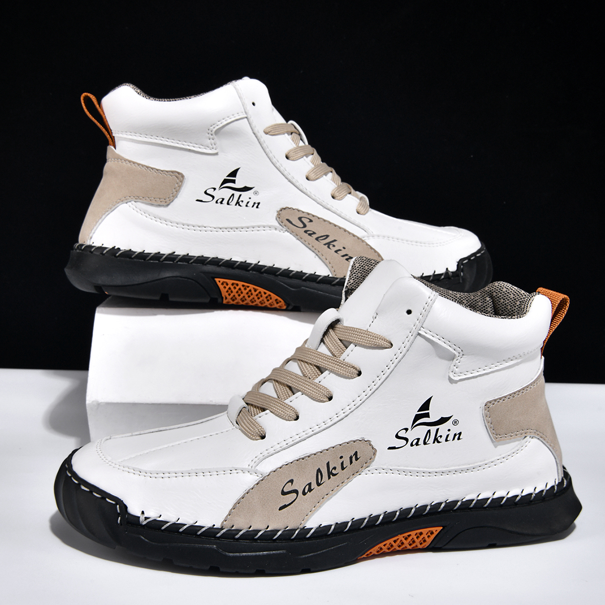 Men's Orthopedic Walking Shoes - Built-In Arch Support; Waterproof Leather Upper; Wide Toe; Non-Slip; Anti-Wear; Comfortable