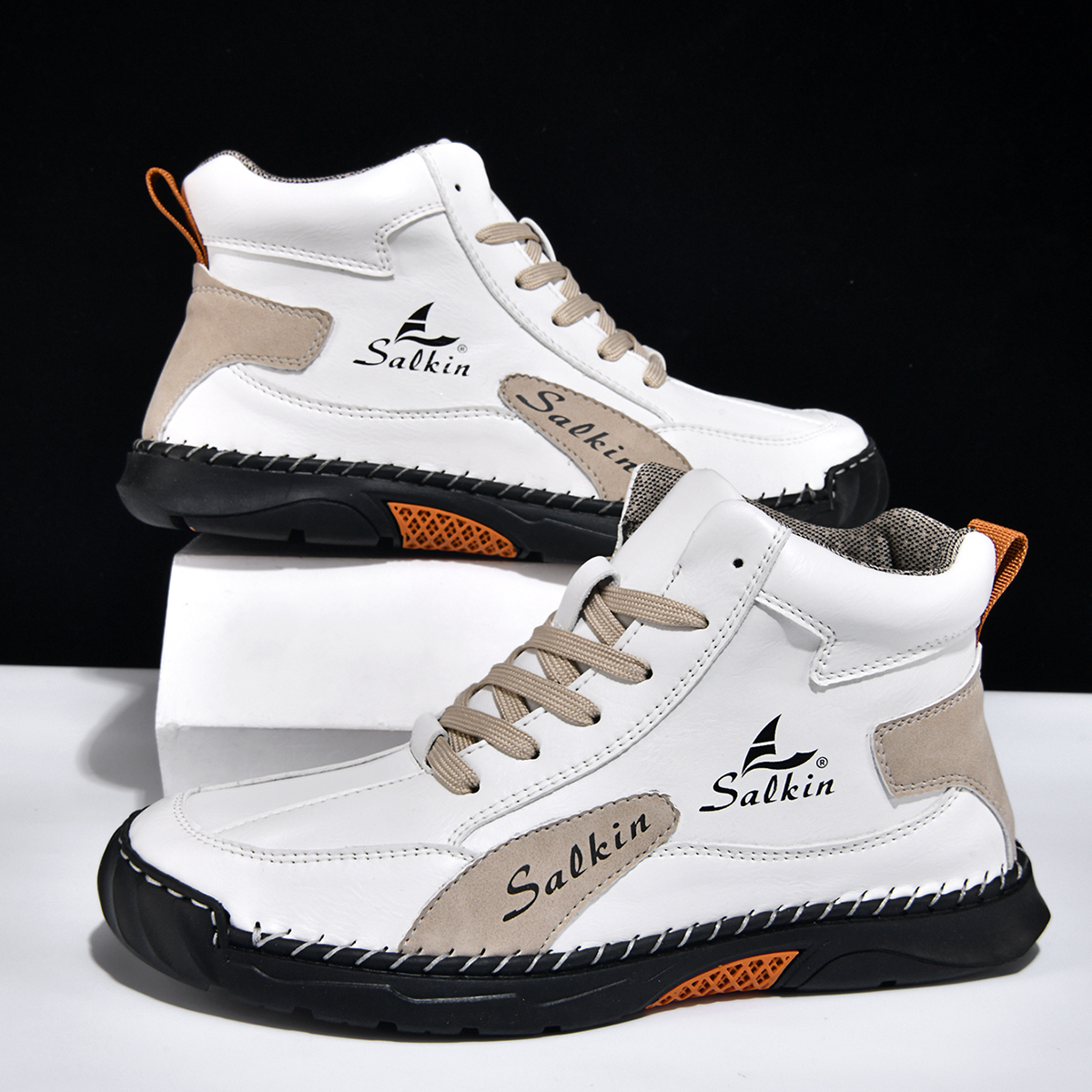 Men's Orthopedic Walking Shoes - Built-In Arch Support; Waterproof Leather Upper; Wide Toe; Non-Slip; Anti-Wear; Comfortable