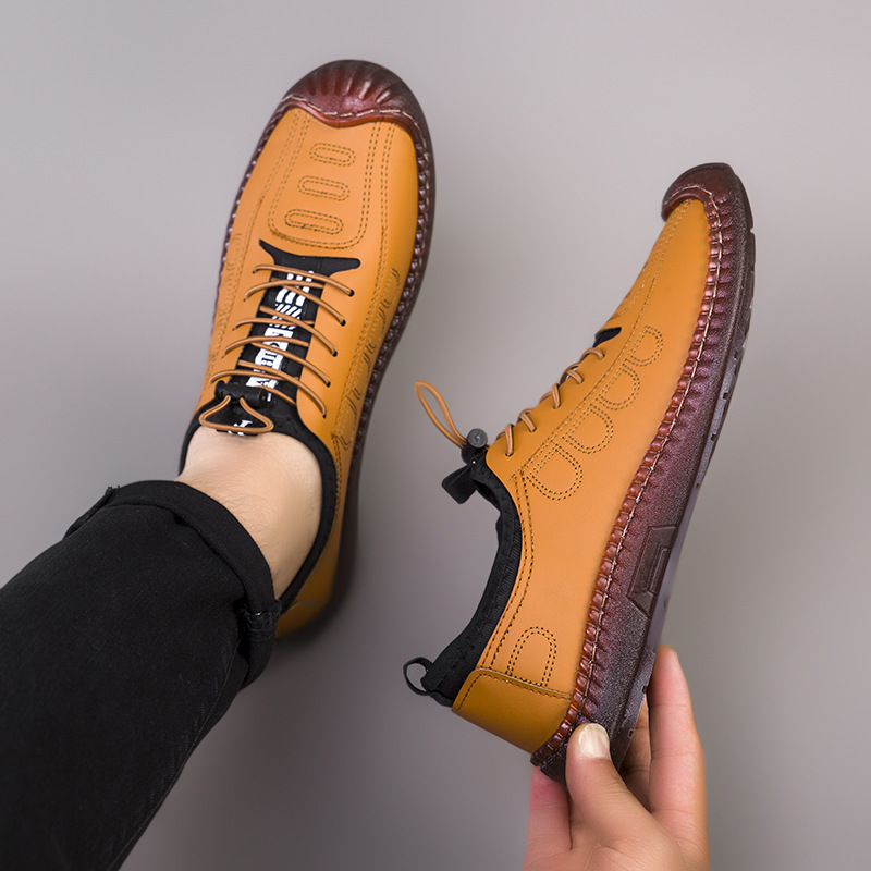 2025 new breathable slip-on casual soft soled men's leather shoes