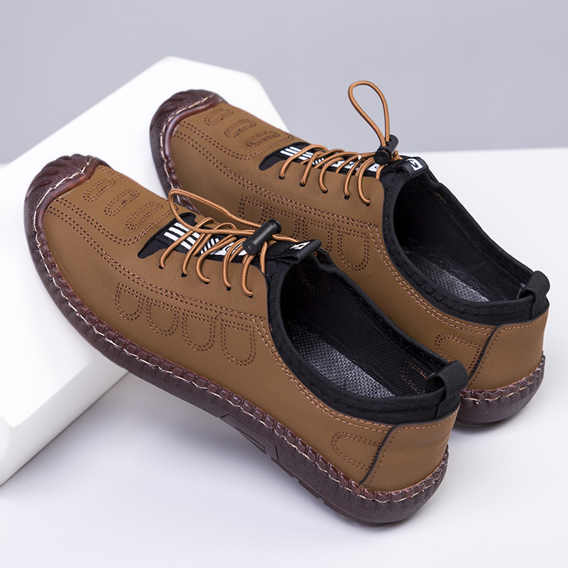 2025 new breathable slip-on casual soft soled men's leather shoes