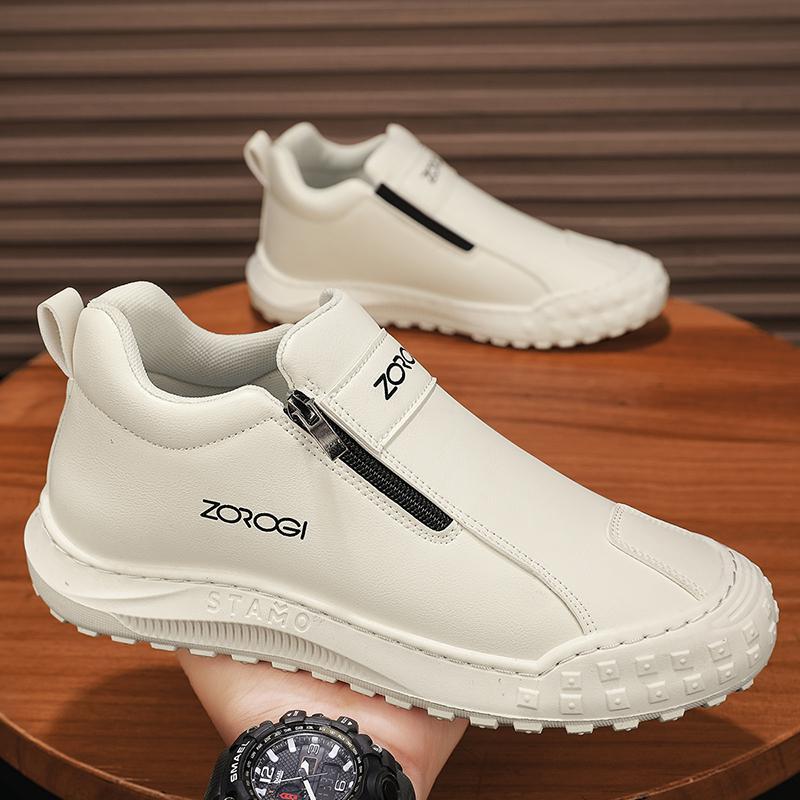 Men's shoes 2025 spring new sports casual leather shoes lazy slip-on