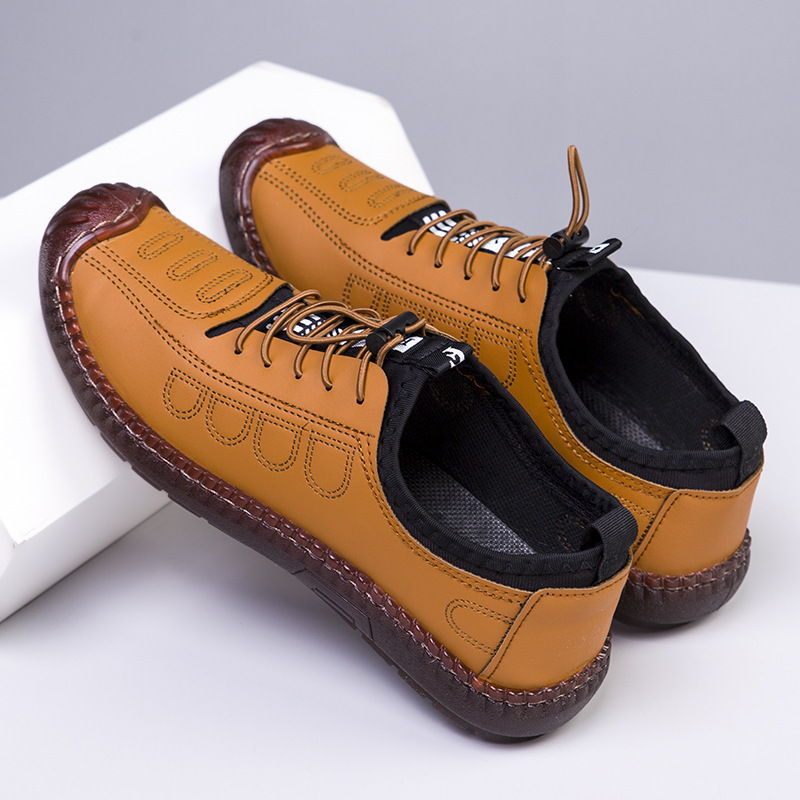 2025 new breathable slip-on casual soft soled men's leather shoes