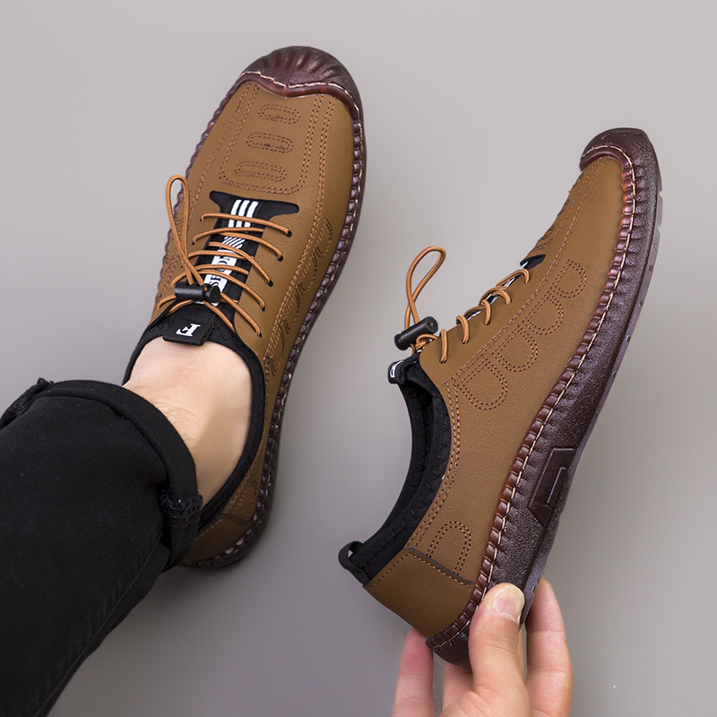 2025 new breathable slip-on casual soft soled men's leather shoes