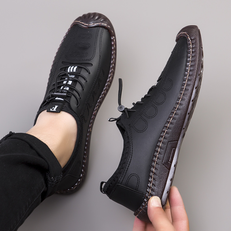 2025 new breathable slip-on casual soft soled men's leather shoes