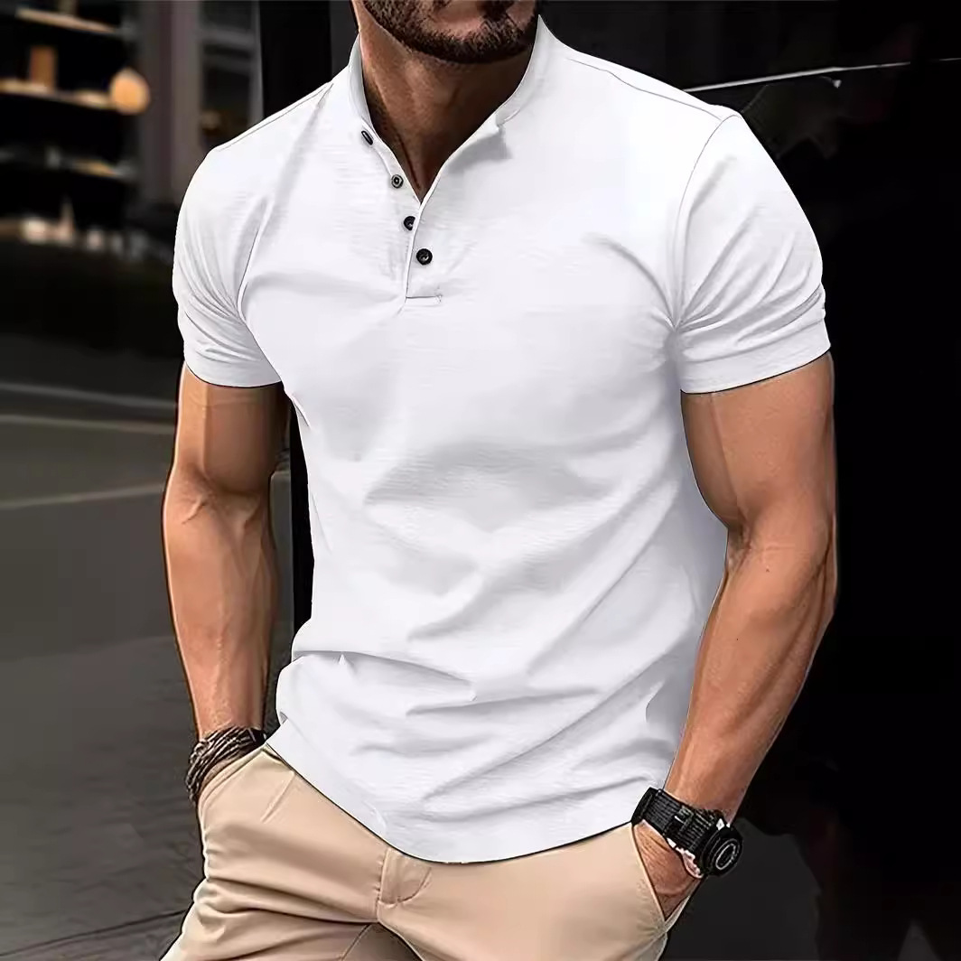 Men's Sports Henley Collar Polo Shirt