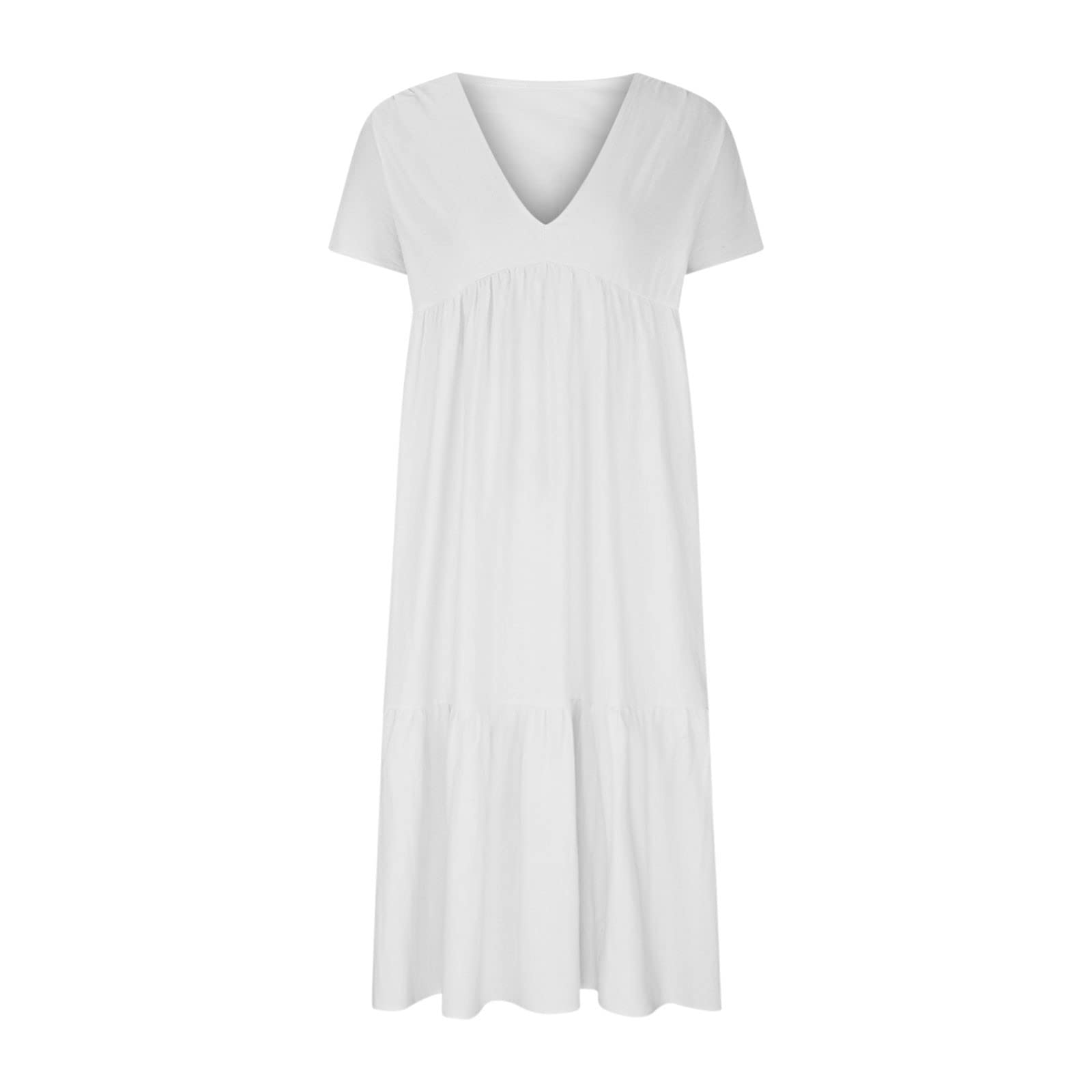 Floral print short-sleeve V-neck spliced long dress