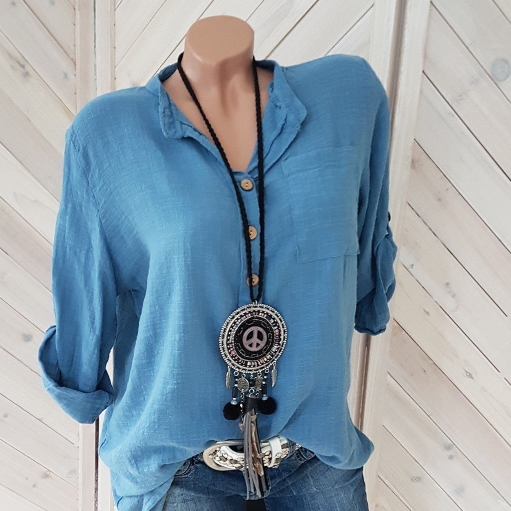 Women's solid-color V-neck pocket top for spring and summer
