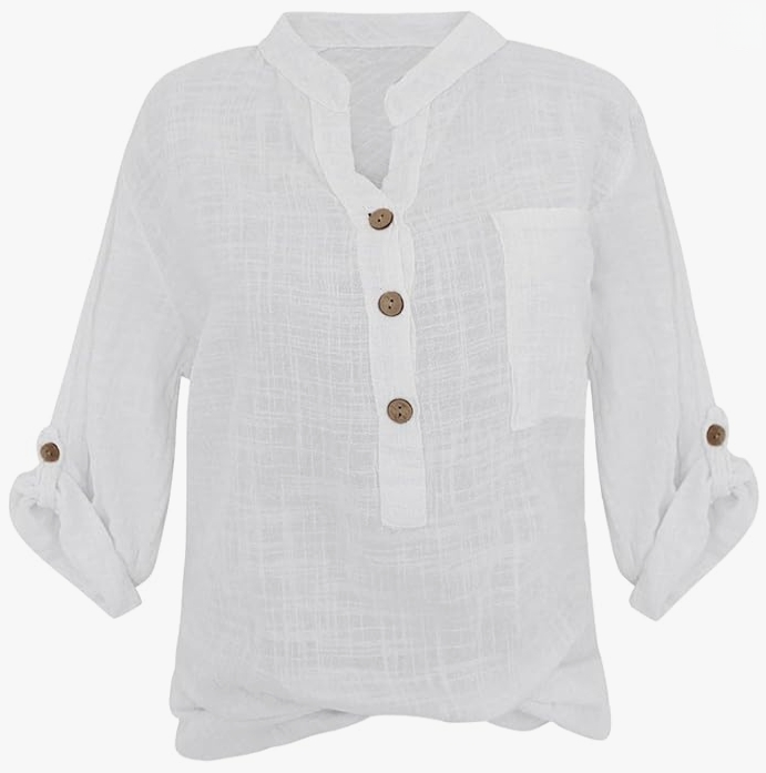 Women's solid-color V-neck pocket top for spring and summer