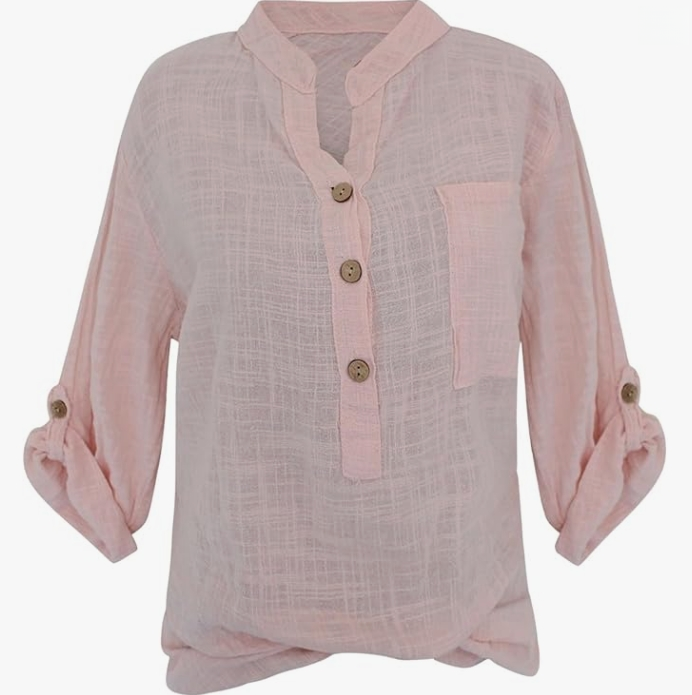 Women's solid-color V-neck pocket top for spring and summer