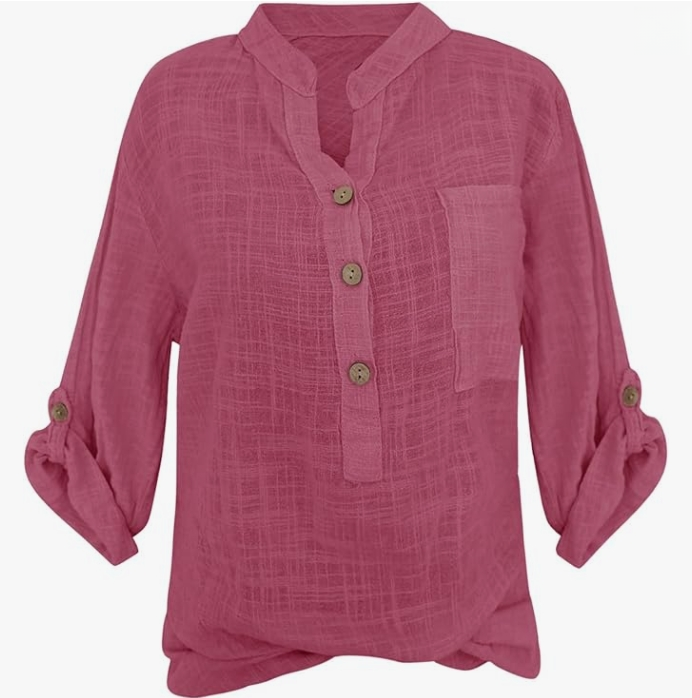 Women's solid-color V-neck pocket top for spring and summer