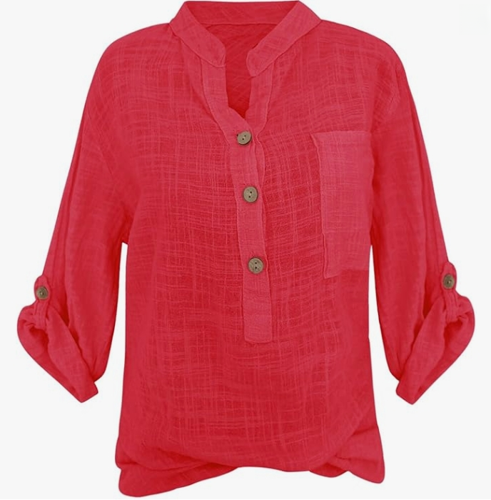 Women's solid-color V-neck pocket top for spring and summer