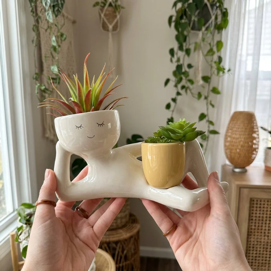 💤 Unique Reclining Planter for Succulents & Mini Greens