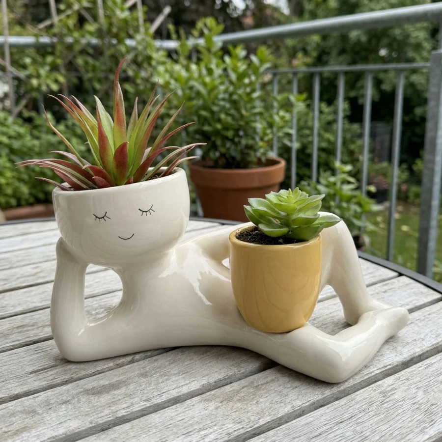 💤 Unique Reclining Planter for Succulents & Mini Greens