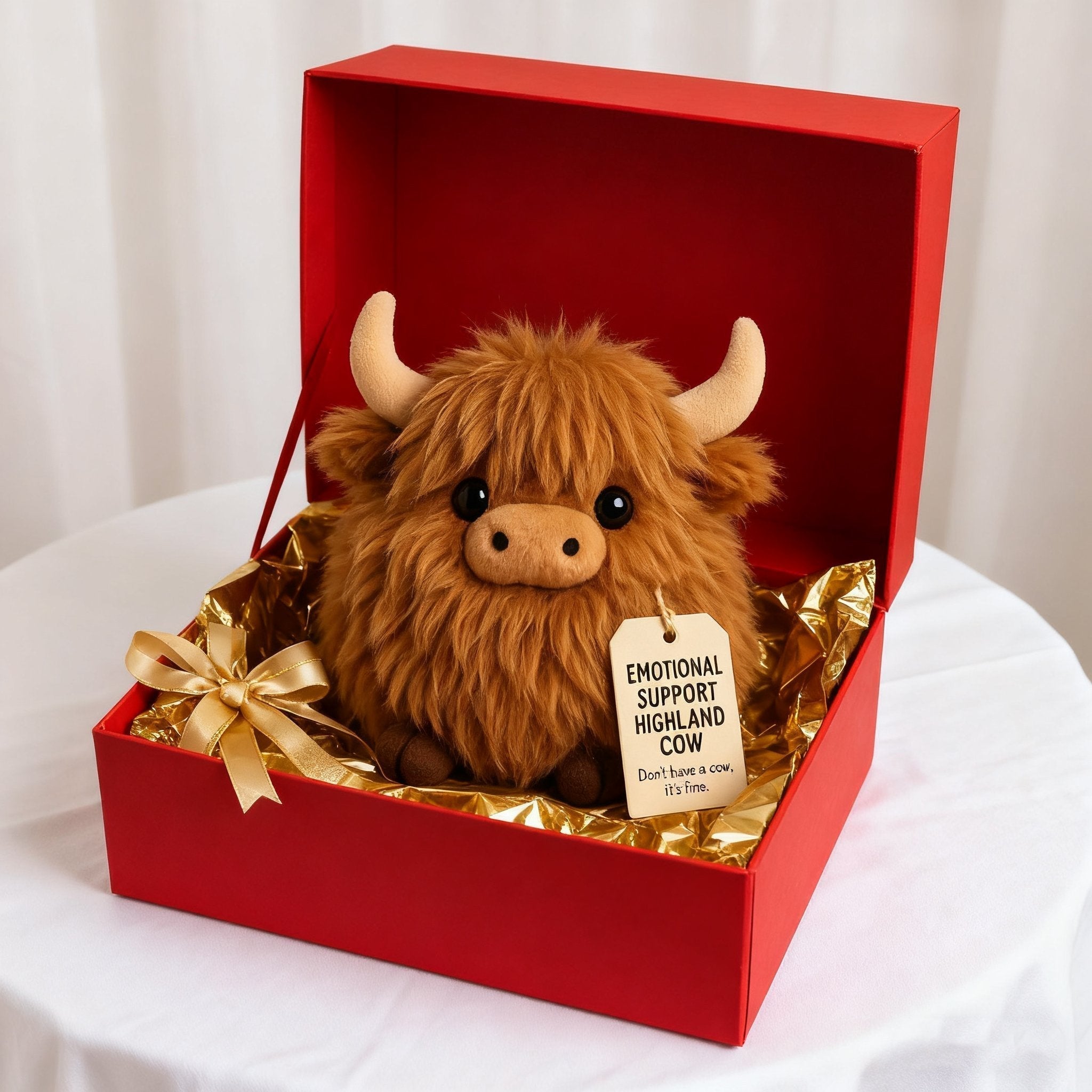 Plush Highland Cow for emotional support 🎉
