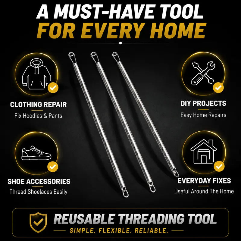 🧵 Flexible Drawstring Threader Tool – 5PCS Stainless Steel Cord Repair Set