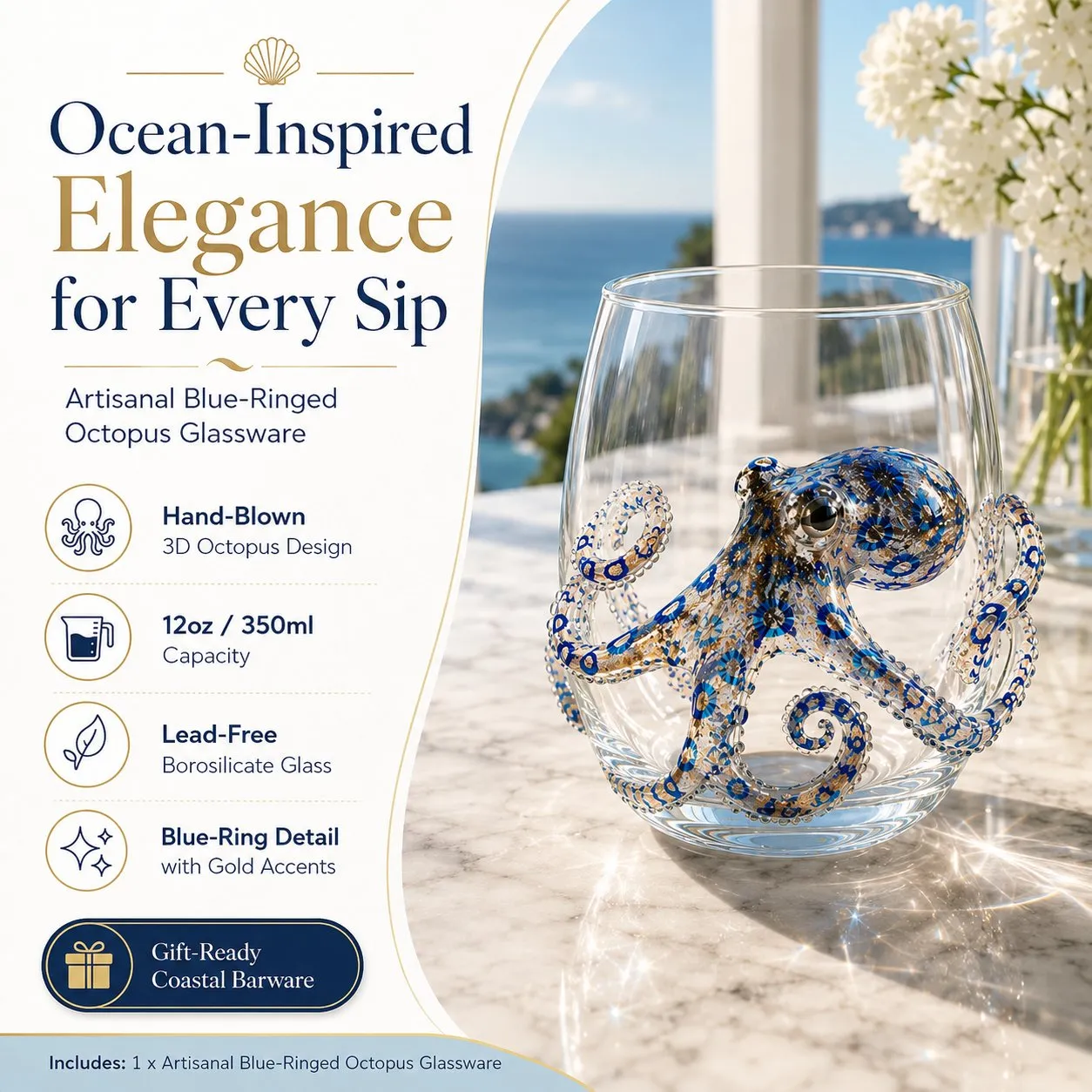 🔥 Last Day 49% OFF – 🌊 3D Ocean Animal Artisan Glassware Collection