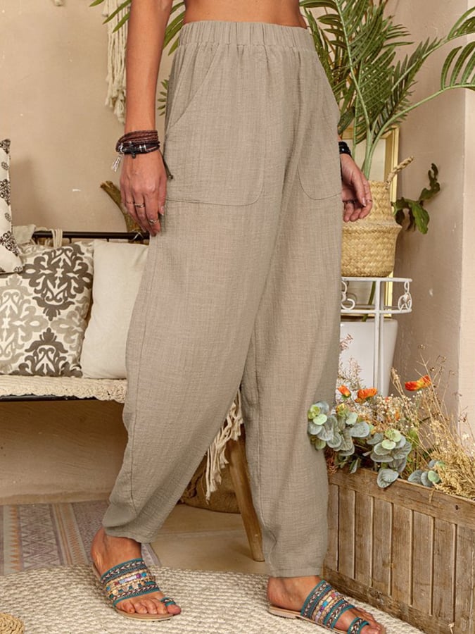  Buy 3 Get 15% Off Women's Casual Pocket Loose Trousers