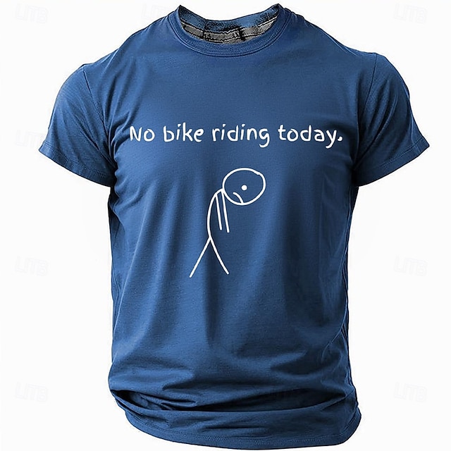 Men's No Bike Riding Today Funny T Shirt Short Sleeve T shirt 3D Print Crew Neck Shirt Fashion Daily Basic Street Casual Black Red Blue Summer Spring Clothing Apparel