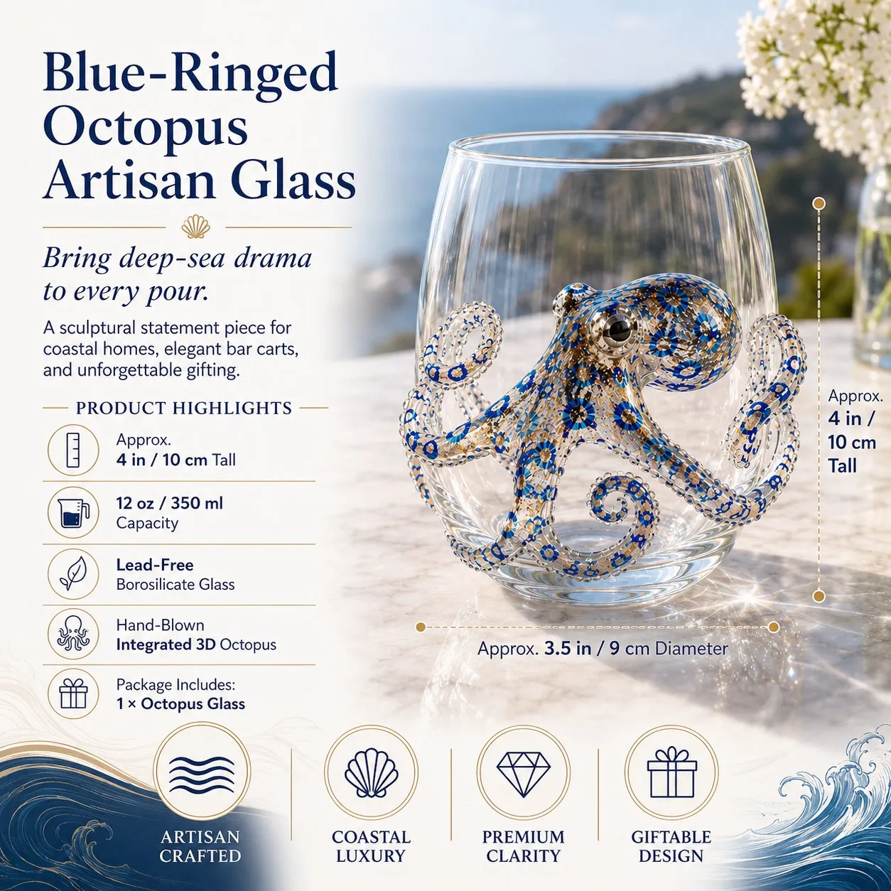 🔥 Last Day 49% OFF – 🌊 3D Ocean Animal Artisan Glassware Collection