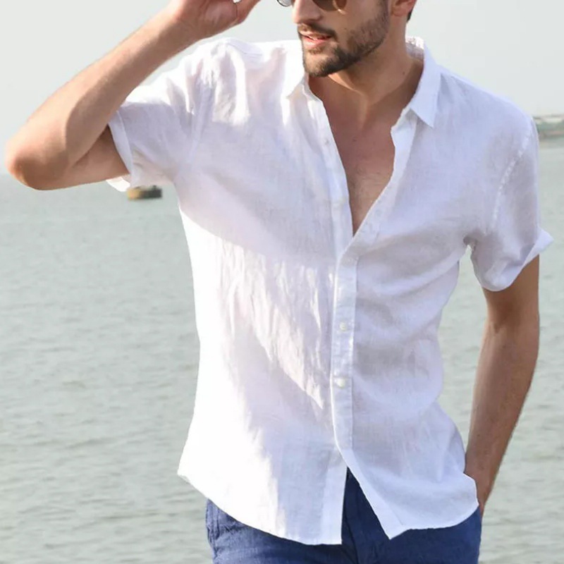 Men's cotton short sleeve shirt