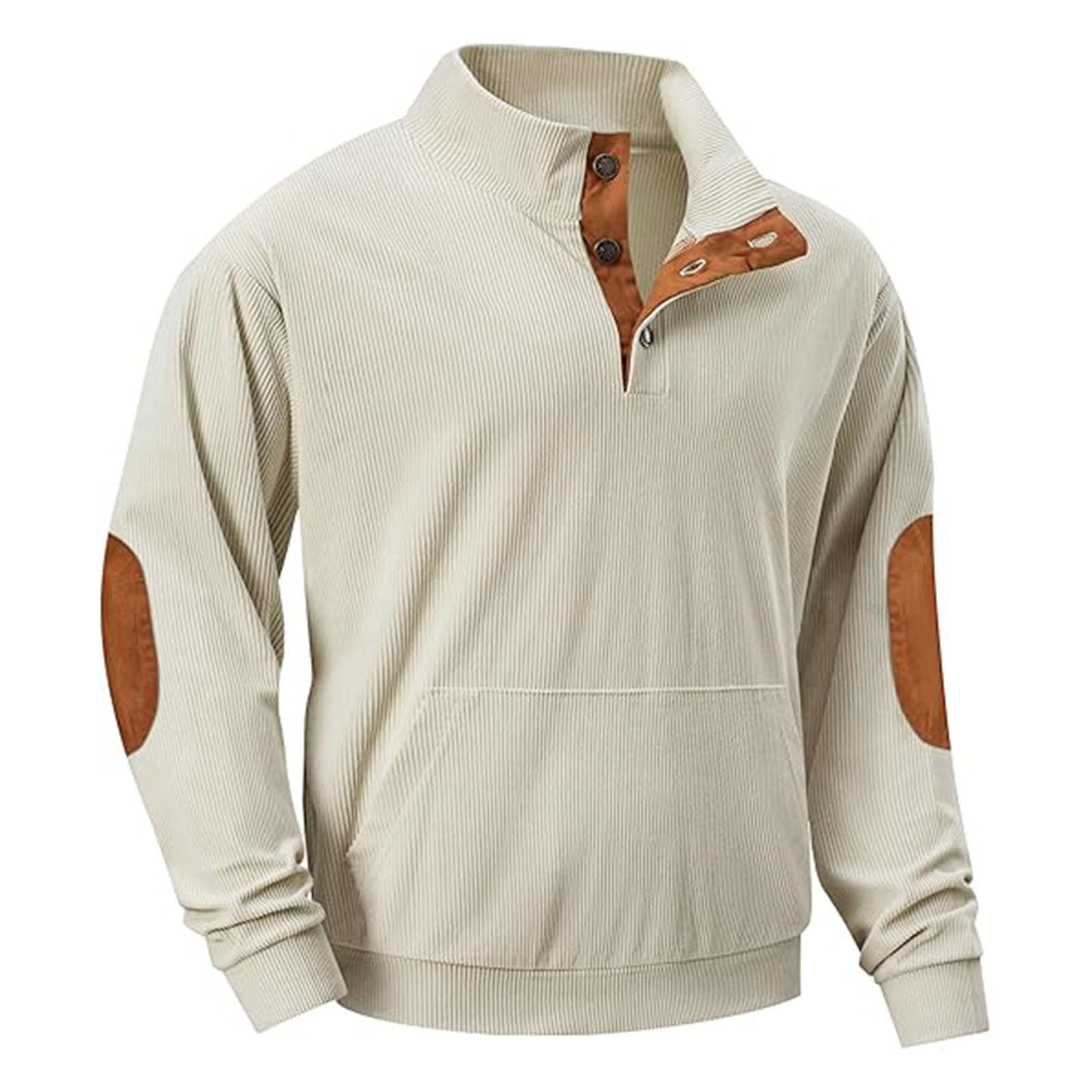 Men's Casual Long Sleeve Stand Collar Pullover Sweatshirts With Pocket