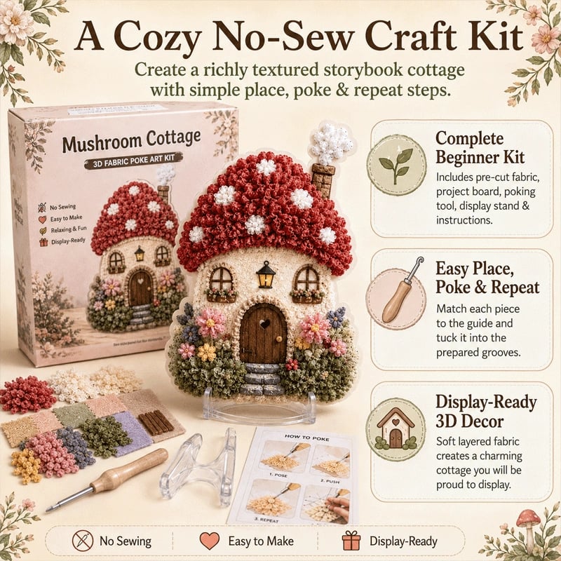 🔥Last Day 49% OFF - ✨Whimsical Village 3D Fabric Poke Art Kit