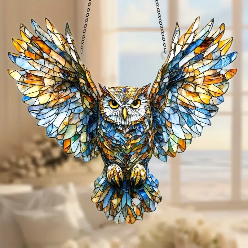 🦉Winged Owl Stained Art Ornament (8 inches)