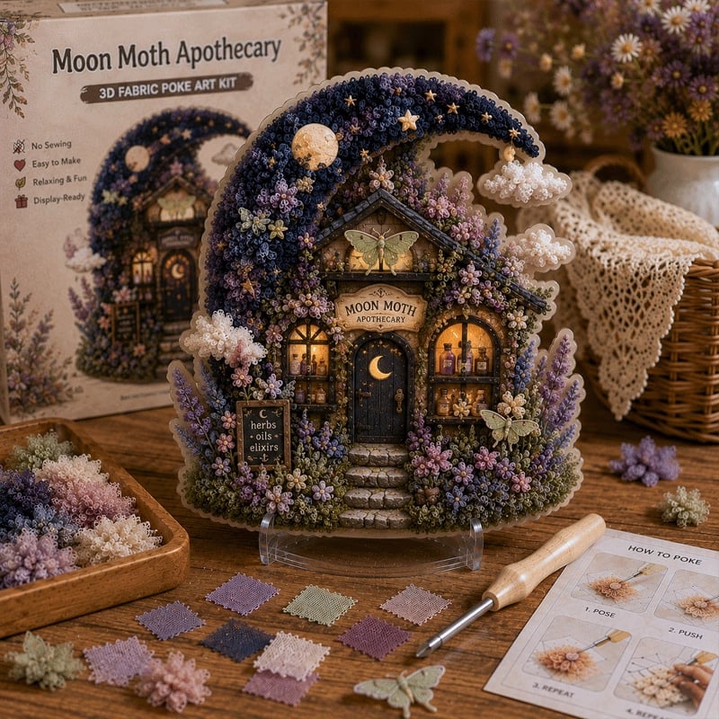 🔥Last Day 49% OFF - ✨Whimsical Village 3D Fabric Poke Art Kit