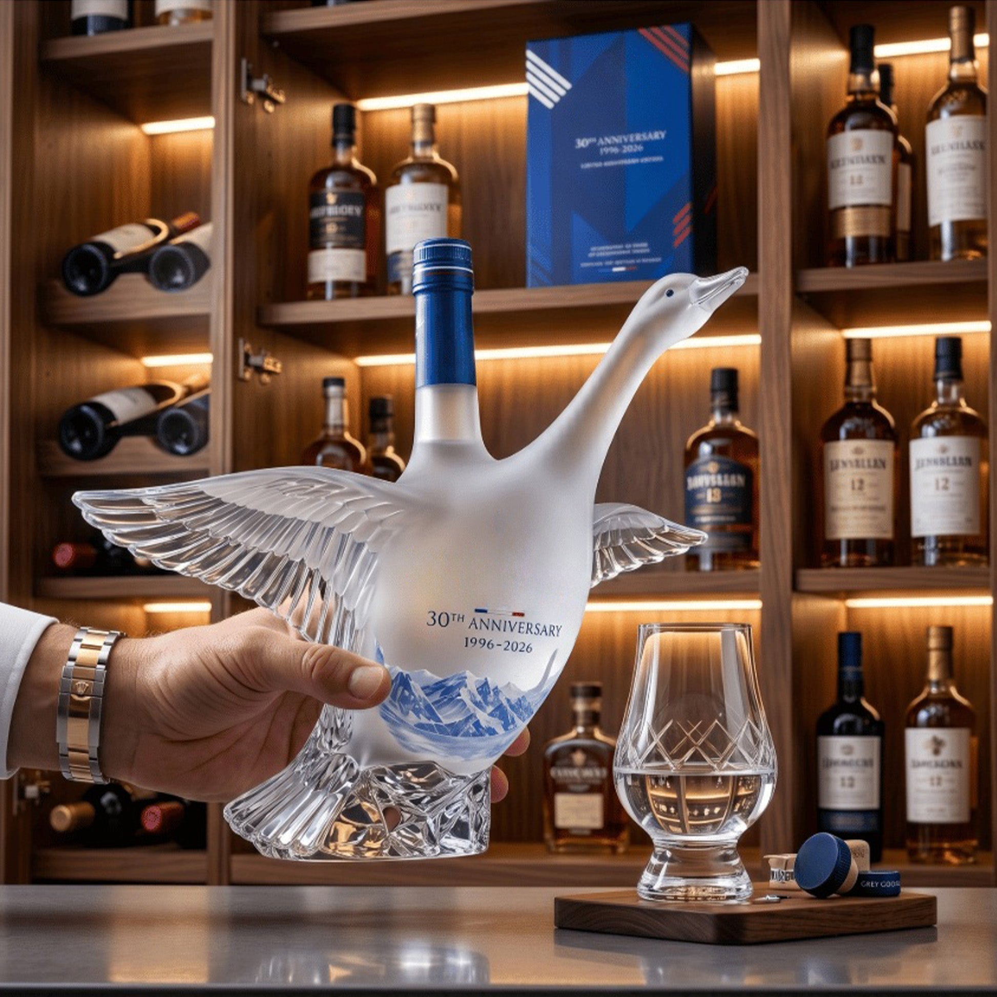 🔥 LAST DAY! 49% OFF 🔥 30th Anniversary Limited Edition Sculpted Goose Glass Bottle 🦢✨