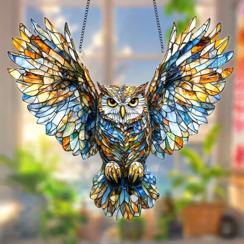 🦉Winged Owl Stained Art Ornament (8 inches)